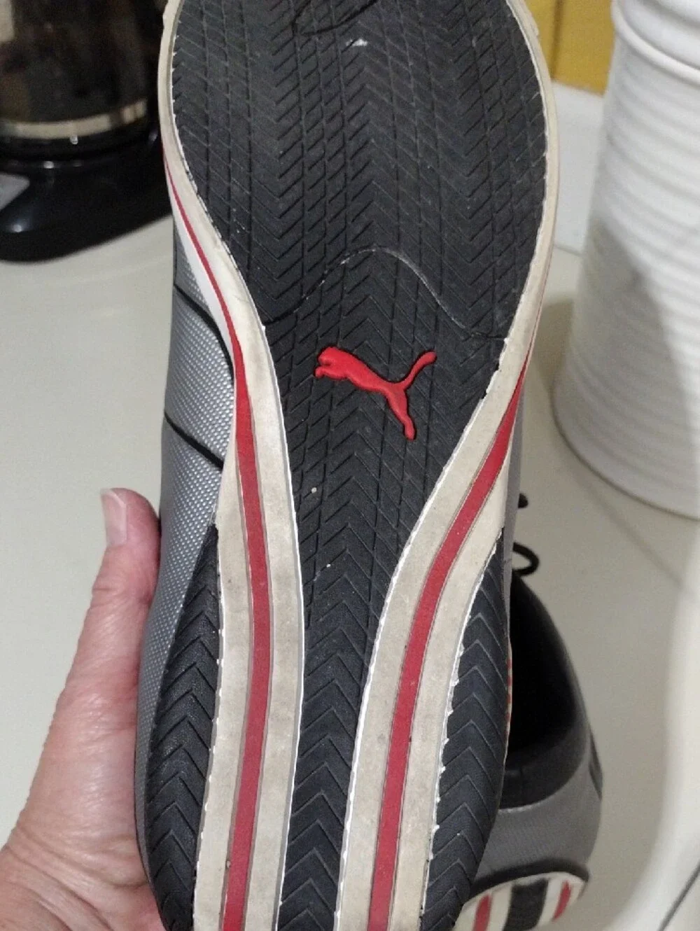 Men's Puma Redon Move Black, Silver & Red Slip-On Sneakers